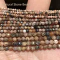Faceted natural stone beads in mixed earth tones 2mm 3mm 4mm size for DIY jewelry - 2mm Approx 170 Pieces / Rhodonite with Black Lines