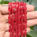 Faceted oval red natural stone beads 6x8mm for DIY jewelry making and accessories crafts. - Faceted Flat Oval / 23 Pieces/Pack (6x8mm) / Red Chalcedony