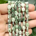 Natural green faceted oval stone beads 6x8mm for DIY jewelry making and craft projects - Faceted Flat Oval / 23 Pieces/Pack (6x8mm) / Green Dot Stone