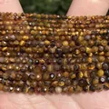 2mm/3mm/4mm faceted brown Tiger's Eye natural stone beads for DIY jewelry making - 2mm Approx 170 Pieces / Yellow Tiger Eye