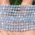 Faceted light blue natural stone beads strand for professional DIY jewelry making supplies - 2mm (approx 170pcs) / Transparent Aquamarine (#63)