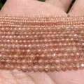 Faceted peach sunstone natural beads 2mm 3mm 4mm for DIY jewelry making accessories - Zirconia Style (#54) / 2mm (Approx 170 Pieces) / Champagne Gold