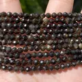 High-quality faceted black natural stone beads for DIY jewelry making and accessories - Golden Obsidian (#69) / 2mm (Approx 170 Pieces) / Deep Black