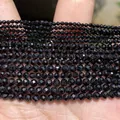 Faceted black natural stone beads in 2mm 3mm 4mm sizes for custom DIY jewelry making - 2mm (approx 170pcs) / Black Zircon