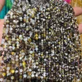 Faceted 2mm natural stone beads in grey and yellow shades for DIY jewelry craft making - 2mm (approx 170pcs) / Black and White Shell