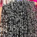 High-quality faceted snowflake obsidian natural stone beads for DIY jewelry making - 2mm (approx 170pcs) / Black Snowflake