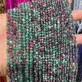 Multiple strands of faceted natural green and red stone beads in 2mm 3mm 4mm for DIY - 2mm (Approx 170 Pieces) / Imitation Ruby in Zoisite