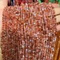 Faceted natural stone beads in orange and red tones, small 2-4mm size for jewelry making. - 2mm (Approx 170 Pieces) / Southern Red Agate