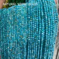 Small faceted natural stone beads in vibrant sky blue for DIY jewelry making crafts - 2mm (Approx 170 Pieces) / Blue Shell