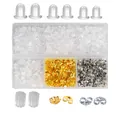 Vari chiusure per orecchini in una scatola di plastica trasparente con 6 scomparti - Custodia Rettangolare per Chiusure Orecchini