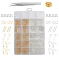 Comprehensive 24-compartment DIY jewelry making starter kit with essential tools - Grid Earring Set (Silver KC Gold)