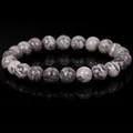 Natural map stone bead bracelet with unique grey and black marble patterns for men and women - Map Stone (B0100) / 19cm 6mm