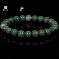 Natural green stone beaded bracelet with polished round beads for men and women - African Green Jade (B0100) / 19cm 6mm