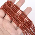 Close-up of 4mm faceted natural red jasper stone disc beads for professional DIY jewelry making - 1 Strand Approx 98 Beads (4mm) / Red Jasper