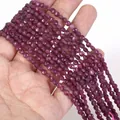Close-up of 4mm faceted purple natural stone rondelle beads for DIY jewelry making - 1 Strand Approx 98 Beads (4mm) / Ruby