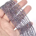 Macro view of 4mm faceted lavender natural stone roundel beads for DIY jewelry - 1 Strand Approx 98 Beads (4mm) / Natural Cordierite