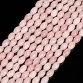 Pink rose quartz chalcedony rice-shaped faceted beads for DIY jewelry and necklace making - Pink Morganite Chalcedony (s3765) / 30 Pieces/Pack (8x12mm) / Pink