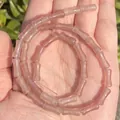 Detail of 5x12mm natural bamboo-shaped chalcedony beads for DIY jewelry making. - One Strand Approx 31 Pieces (5x12mm) / Strawberry Quartz
