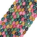 Multi-color chalcedony rice-shaped beads for DIY handmade bracelets and necklace making - Colorful Tourmaline Chalcedony (s3765) / 30 Pieces/Pack (8x12mm) / Colorful