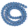 Close-up macro view of blue heart-shaped lava stone beads for DIY jewelry making - 6x7mm (Approx 60-62 Beads) / Dark Blue