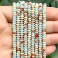 Detalle de cuentas espaciadoras de ábaco de piedra natural de 2x4mm para joyas DIY - Cuenta de Ábaco de Piedra de Shoushan Azul / 4x2mm Aprox 160 Piezas Por Hilo