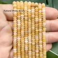 Detalle de alta calidad de cuentas espaciadoras de ábaco de piedra natural amarillo - Cuentas de Ábaco de Topacio/Jade Amarillo / 4x2mm Aprox 160 Piezas Por Hilo