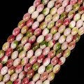 Multicolored rice-shaped chalcedony beads for DIY jewelry making and handmade crafts - Peach Pink