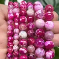 Premium pink dragon vein fire agate round beads for handmade DIY jewelry making - 6mm / Rose Red Dragon Vein Fire Agate