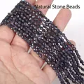 Close-up of 4mm faceted natural blue stone spacer beads for DIY jewelry making projects - 1 Strand Approx 98 Beads (4mm) / Sapphire