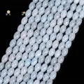 Smooth light blue oval chalcedony beads for DIY handmade bracelet and necklace jewelry - Light Blue