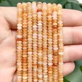 Primer plano de cuentas de piedra natural naranja claro de 2x4mm para joyería DIY - Cuenta de Ábaco de Aventurina Roja / 4x2mm Aprox 160 Piezas Por Hilo