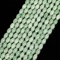 Polished natural light green chalcedony rice-shaped loose beads for DIY jewelry crafts - Light Green