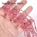 Macro view of 4mm faceted natural strawberry quartz stone beads for DIY jewelry making - 1 Strand Approx 98 Beads (4mm) / Strawberry Quartz