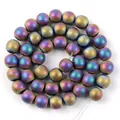 Electroplated matte iridescent hematite round beads for DIY jewelry making projects - 2mm (Approx 193 Pieces) / Electroplated Frosted Colorful
