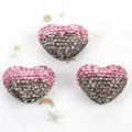 Macro view of pink and grey gradient heart-shaped rhinestone beads for DIY jewelry. - 1 Piece/Pack (24x18mm) / Pink and Dark Gray