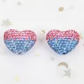 Detail macro shot of heart-shaped beads paved with pink and blue gradient rhinestones. - 1 Piece/Pack (24x18mm) / Pale Blue