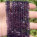 Close-up detail of faceted purple cube crystal glass beads used for DIY jewelry making - 1 Strand (Approx. 95 Pcs) / Purple