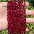 Close-up of faceted square red crystal glass beads for DIY jewelry making materials. - 1 Strand (Approx. 95 Pcs) / Red