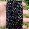 Macro view of faceted black crystal glass cube beads for DIY jewelry making crafts - 1 Strand (Approx. 95 Pcs) / Black