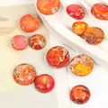 Cabochon rotondi in diaspro imperiale multicolore con motivi rossi e arancioni unici - Cabochon tondo / 2 Pezzi/Confezione (10mm) / Arancione