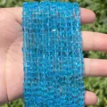High quality translucent light blue faceted square crystal glass beads for DIY jewelry making - 1 Strand (Approx. 95 Pcs) / Light Blue