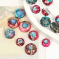 Ronde meerkleurige keizersteen cabochons met platte bodem voor DIY sieraden maken - Ronde cabochon / 2 Stuks/Pak (10mm) / Rood & Meerblauw