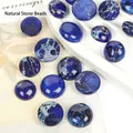 Gepolijste natuurlijke blauwe keizersteen cabochons voor het maken van doe-het-zelf sieraden - Ronde cabochon / 2 Stuks/Verpakking (12mm) / Lapis Blauw