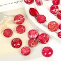 Rode Imperial Jasper ronde flatback cabochon voor doe-het-zelf maken van sieraden - Ronde cabochon / 2 Stuks/Verpakking (12mm) / Rood