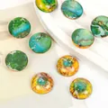 Ronde veelkleurige imperiale jaspis cabochons met platte achterkant voor DIY sieraden - Ronde cabochon / 2 Stuks/Verpakking (14mm) / Tweekleurig oranje groen