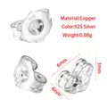 Detail showing butterfly earring backs with 6mm x 4mm x 3mm product dimension specs - 925 Stamped Butterfly Style (S143S144) / 1 Piece / Silver