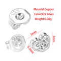 Close-up detail of 925 silver plated butterfly earring backs showing dimensions and weight - 925 Stamped Round Style (S143S144) / 1 Piece / Silver