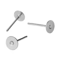Macro view of three silver flat pad earring posts for DIY jewelry making accessories - Flat Pad Post (Price Per Piece) / 5mm / White Gold