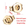 18k gold-plated copper earring backs detail showing dimensions and weight for DIY jewelry - Plain Butterfly Style (S143S144) / 1 Piece / 14K Gold