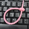 Durable 21cm pink silicone cable tie for versatile DIY cable management and organization - 1 Piece / Deep Pink